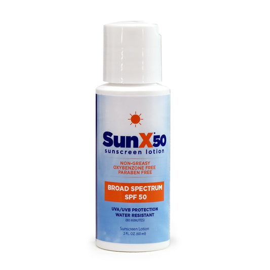CoreTex Sun X 50 SPF Broad Spectrum Sunscreen Lotion - 2oz Bottle of Paraben, Oxybenzone, Octinoxate, & Oil Free Sunscreen - No White Cast and Water & Sweat Resistant Up to 80 Minutes