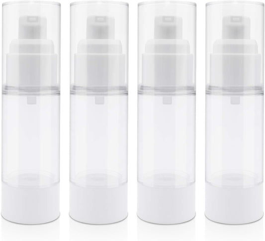 TRENDBOX 30ml / 1oz Airless Vaccum Pump Travel Bottles for Lotions, Cream - 4 Pack
