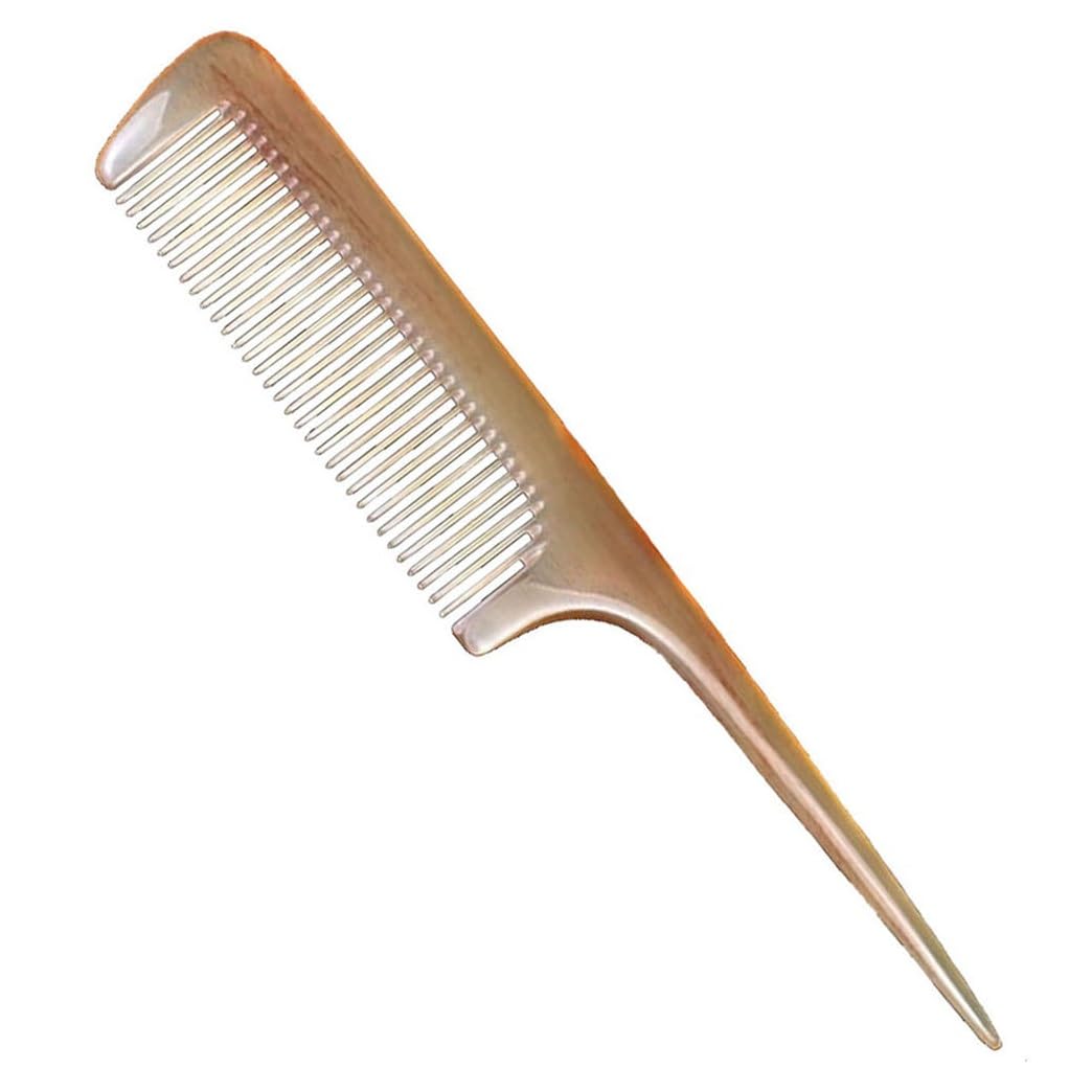 Premium Quality 100% Handmade Anti Static Natural Sheep Horn Comb - Professional Detangling Massage Hair Comb (Rat Tail Comb)