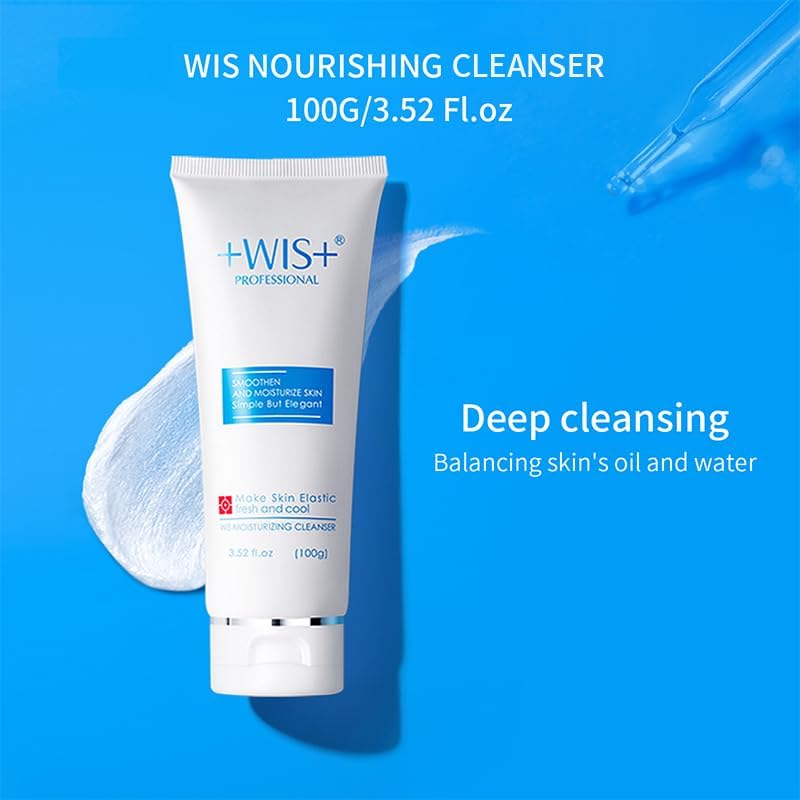 +WIS+ Moisturizing 4-Piece Skin Care Set - with Facial Cleanser, Toner, Lotion, Cream for for Cleansing, Hydration, Repair and Anti Aging