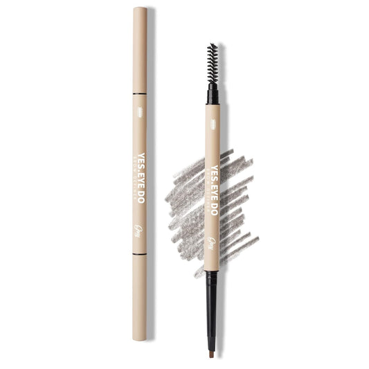 Grey Eyebrow Pencil for Older Women Soft, Retractable Gray Eyebrow Pencil with Spoolie, Ultra Fine Brow Pencil for Gray Hair with hair like strokes, Long-lastin, Waterproof, Grey, YES.EYE DO