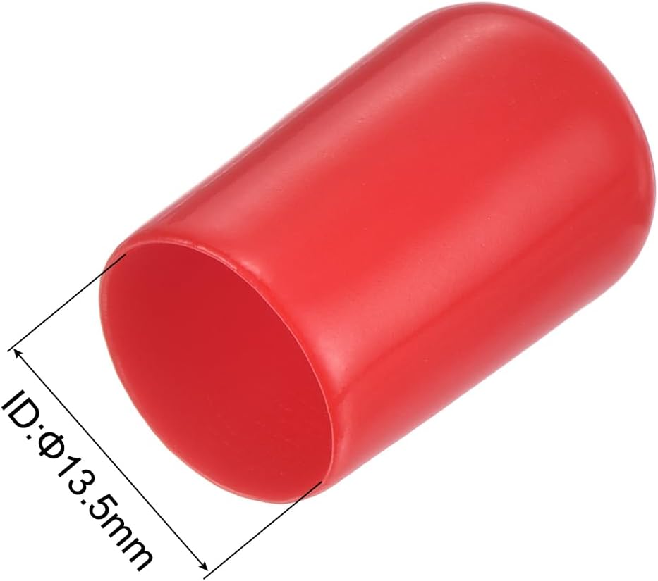 uxcell 50pcs Rubber End Caps 13.5mm(1/2") ID Vinyl PVC Round Tube Bolt Cap Cover Screw Thread Protectors Red
