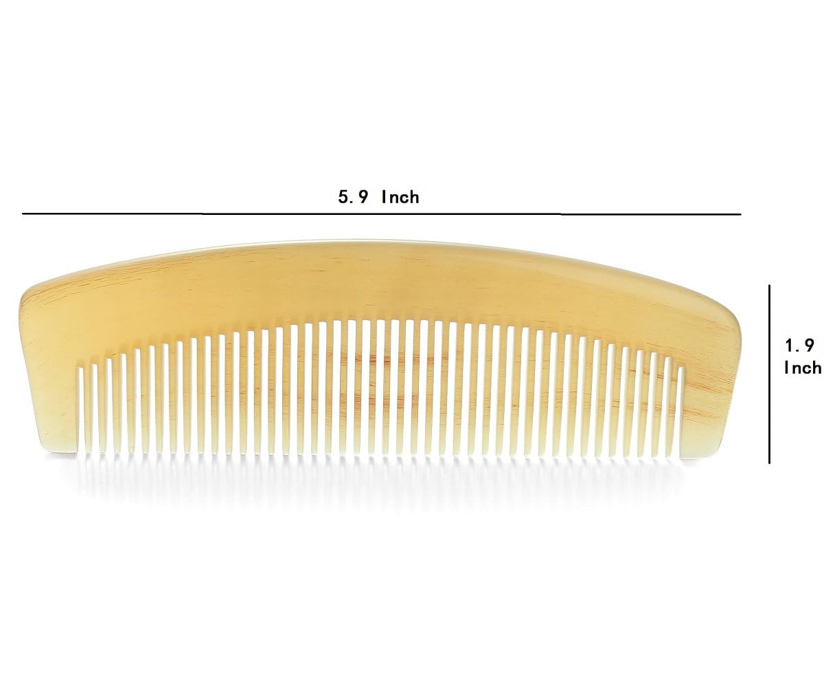 Premium Quality 100% Handmade Anti Static Natural Sheep Horn Comb - Professional Detangling Massage Comb (Mellowandfull)