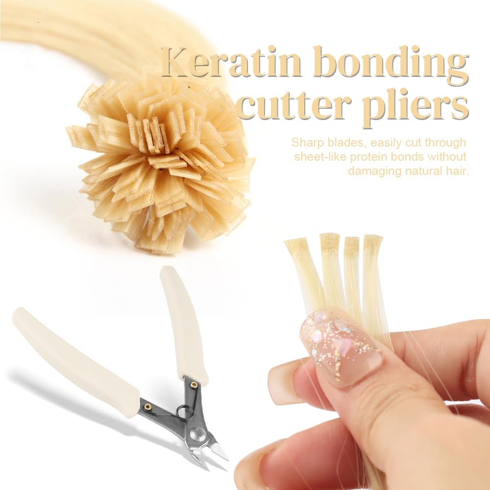 Hair Extension Pliers with Silicone Handle Anti-slip Keratin Bond Cutters for Pre-bonded Extensions K-Tip Extensions Electrical Wire Cable Cutters Wire Flush Cutters Wire Clippers Nippers