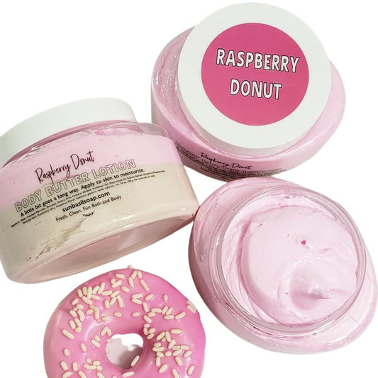 Sunbasil Soap Raspberry Jam Donut Whipped Body Butter Lotion. Skin Softening Hand Cream. Hydrating Moisturizer