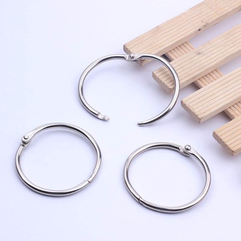 Loose Leaf Binder Rings Inner Dia: 1 inch(25.5mm) 100pcs Metal Silver Book Binder Rings Paper Rings Clips Key Rings Index Cards Rings Great for Home School Office