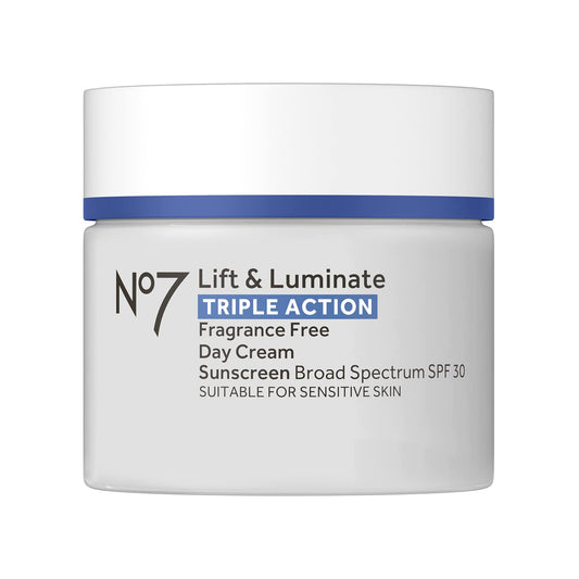 No7 Lift & Luminate Triple Action Face Cream - Fragrance Free Face Moisturizer with SPF 30 - Formulated with Anti Aging Collagen Peptides & Brightening Complex (1.69 Oz)