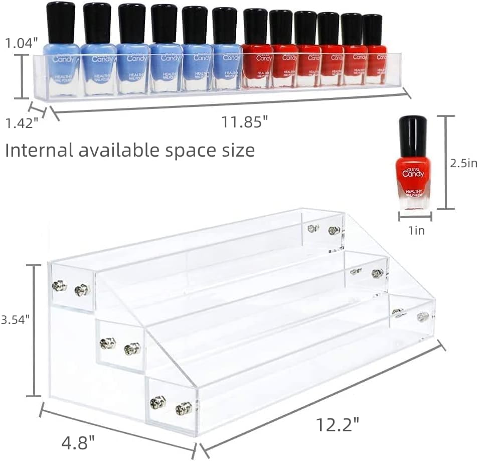 Kingtaily 3 Layers Stand Shelf Holder Clear Acrylic Rack for Nail Polish Organizer Essential Oil Storage Sunglasses Makeup