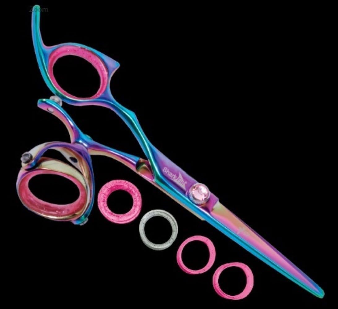 Sharkfin Shears Professional Left Handed Super Swivel Rainbow 5.5" Scissors