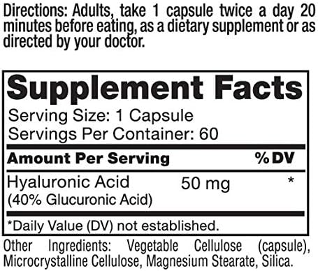 Roex Vitamins | Hyaluronic Acid | Lubricates Joints | Joint Support | Vegetable Capsules | 60 Count