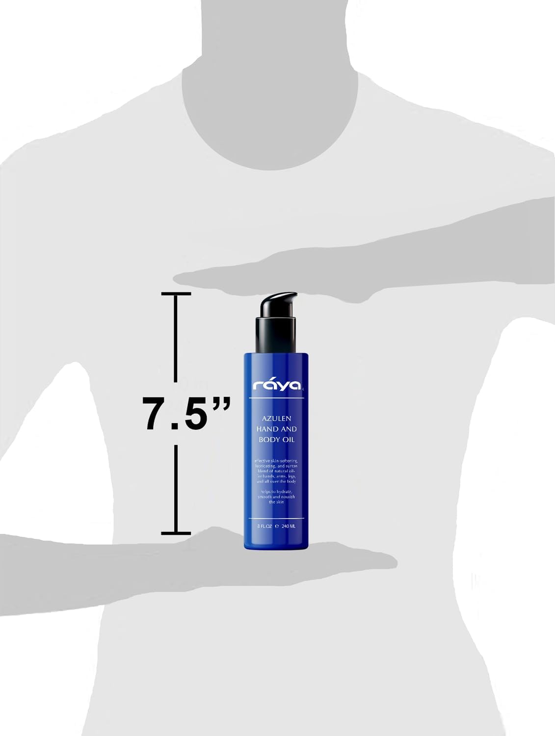 RAYA Azulen Hand and Body Oil 8 oz (451) | Softening and Natural Blend of Oils for Hands, Arms, Legs, and Body | Great as a Body Massage Oil | Great for All Skin