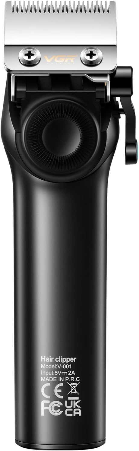 VGR 001 Professional Hair Clippers for Men, Cordless Barber Clippers for Hair Cutting, Carbon Steel Blade Hair Trimmers for Barbers, 9000RPM, LED Display, Black