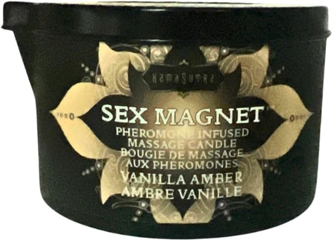 Pheromone Infused Massage Oil Candle for Pure Relaxation- 6oz- Moisturizing Coconut Oil, Essential Oil Blend Body Massage Candle for Home Spa- Amazing Gift for Women & Men (Vanilla Amber) Unisex