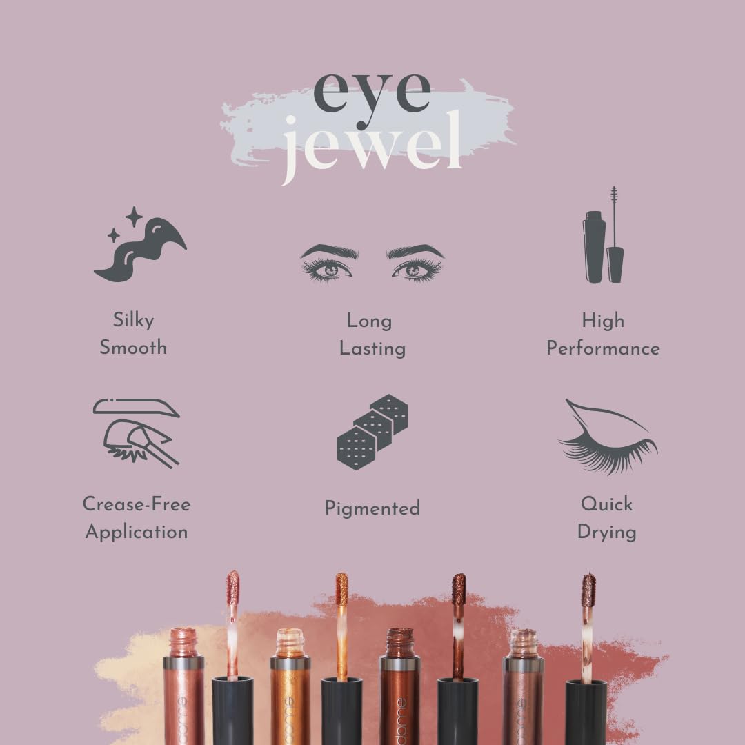 dome BEAUTY Eye Jewels 24-Hour Eye Shadow Vegan, Cruelty-Free Long-Lasting Cream Eyeshadow, Radiant Finish Eye Makeup for All Skin Tones, Easy-to-Blend, Smudge-Proof, Rose Gold .15 fl oz