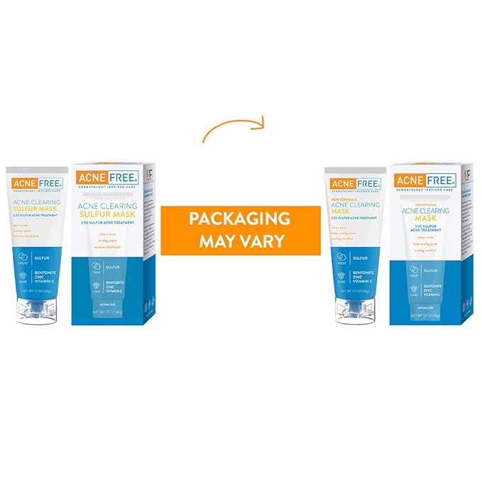 AcneFree Acne Clearing Mask, 3.5% Sulfur Acne Treatment, Absorbs Excess Oil and Unclogs Pores with Vitamin C, Bentonite, and Zinc, 1.7 Ounce