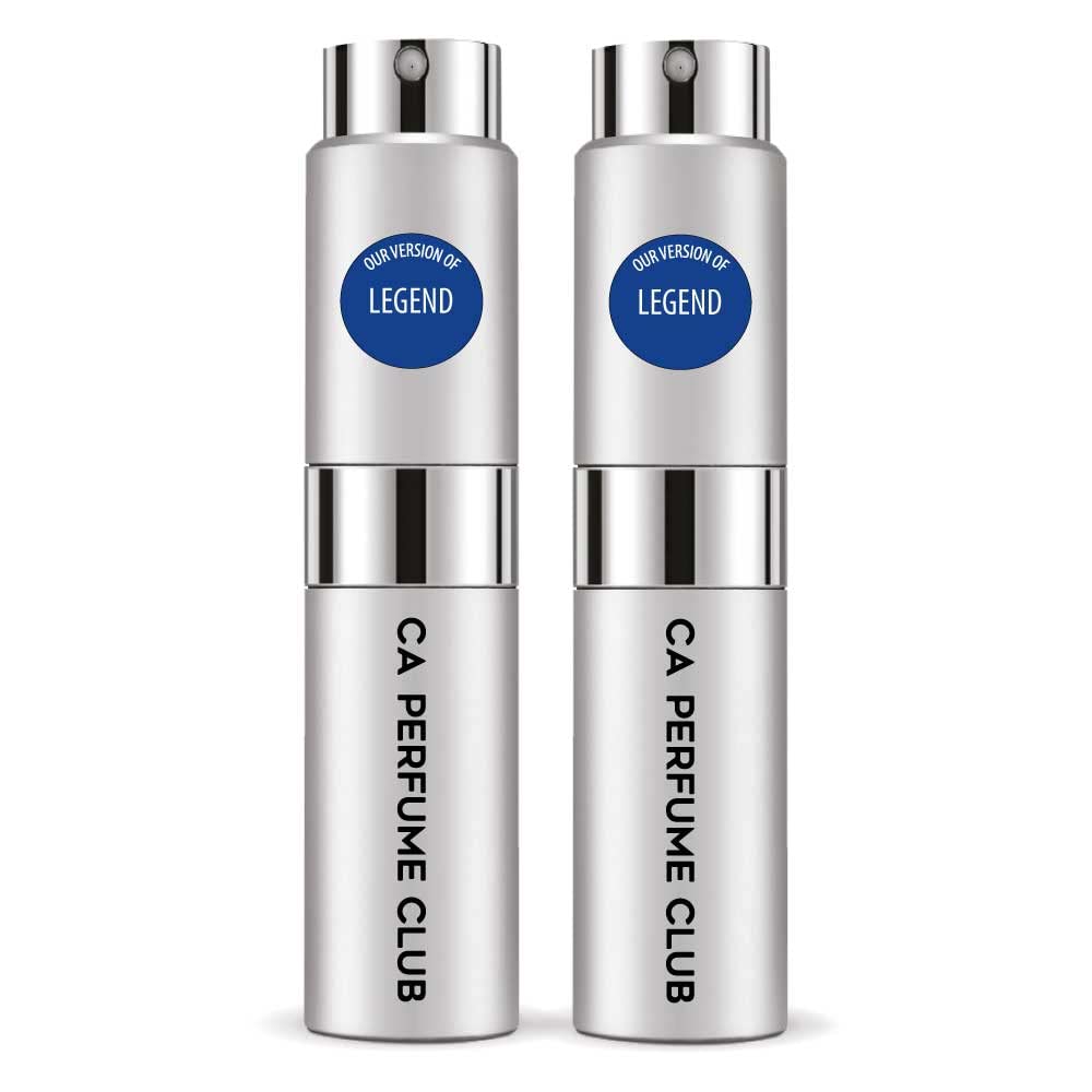 CA Perfume Impression of Legend for Men Aromatic Fougere Scent Long Lasting Cologne for Men Eau De Parfum Travel Size Refillable Atomizer Spray 0.27 Fl Oz 8ml (Pack of 2)