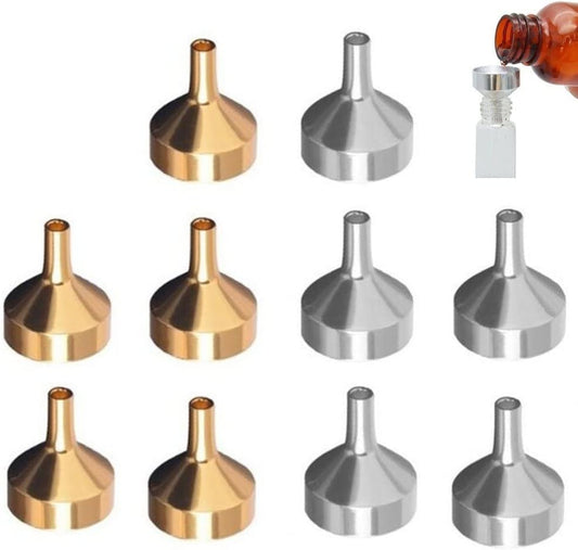 10 Pcs Metal Mini Funnel, Tiny Funnel for Filling Bottles, Small Funnel to Transfer Cosmetics, Essential Oils, Perfume, Liquids
