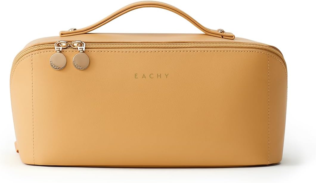 EACHY Travel Makeup Bag,Large Capacity Cosmetic Bags for Women,Waterproof Portable Pouch Open Flat Toiletry Bag Pattern Makeup Bag