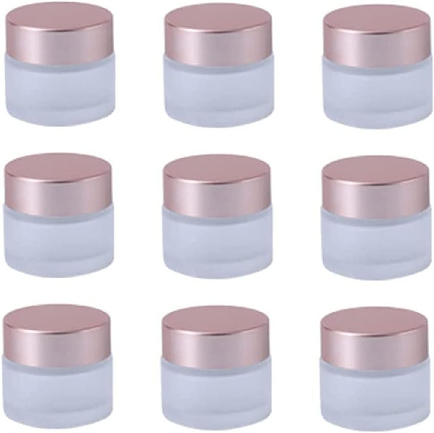 10 Pcs 10 Gram/10ml Empty Jars Clear Frosted Glass Cream Jar Pot Bottles with Rose Gold Lids Cosmetic Container Refillable Glass Eye Cream Jar Pot for Face Lotion Eyeshadow Lip Balms …