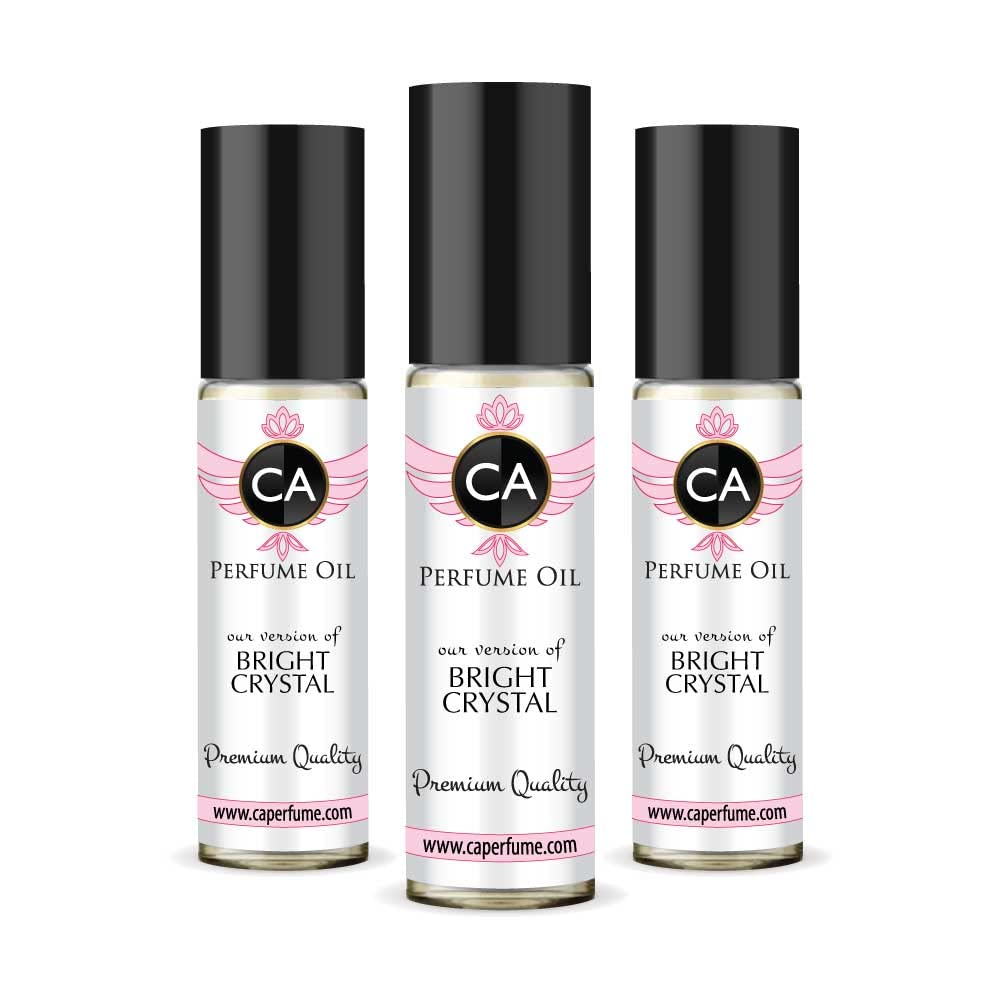 CA Perfume Impression of Bright Crystal For Women Replica Fragrance Body Oil Dupes Alcohol-Free Essential Aromatherapy Sample Travel Size Concentrated Long Lasting Attar Roll-On 0.3 Fl Oz-X3