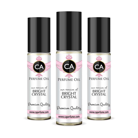 CA Perfume Impression of Bright Crystal For Women Replica Fragrance Body Oil Dupes Alcohol-Free Essential Aromatherapy Sample Travel Size Concentrated Long Lasting Attar Roll-On 0.3 Fl Oz-X3
