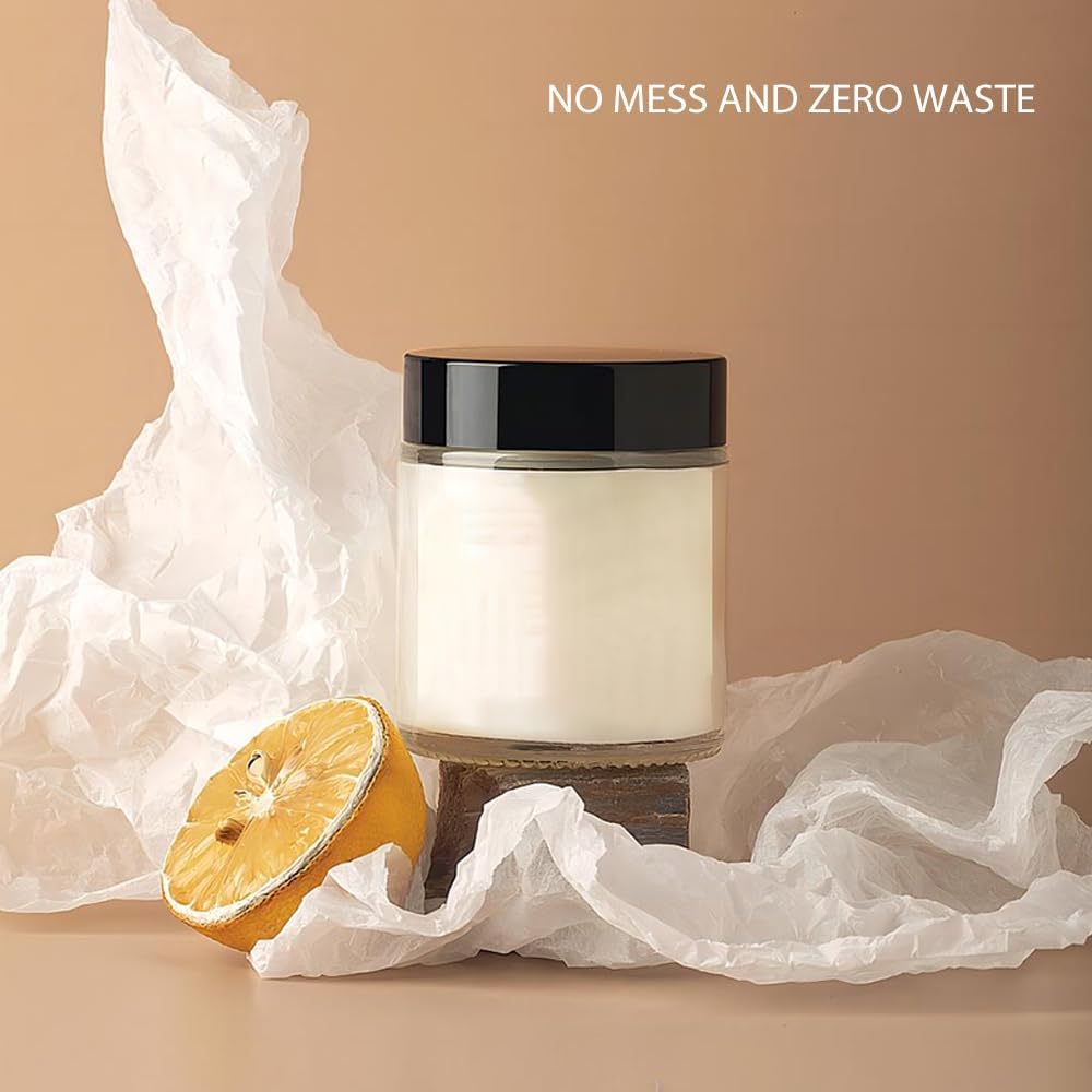 Tecohouse 4 oz Glass Jars with Lids, 48 Pack Clear Cream Canning Mason Jars with Lids, White Labels & Inner Liners, Empty Airtight Round Clear Slime Containers for Spice, Lotion, Ointments