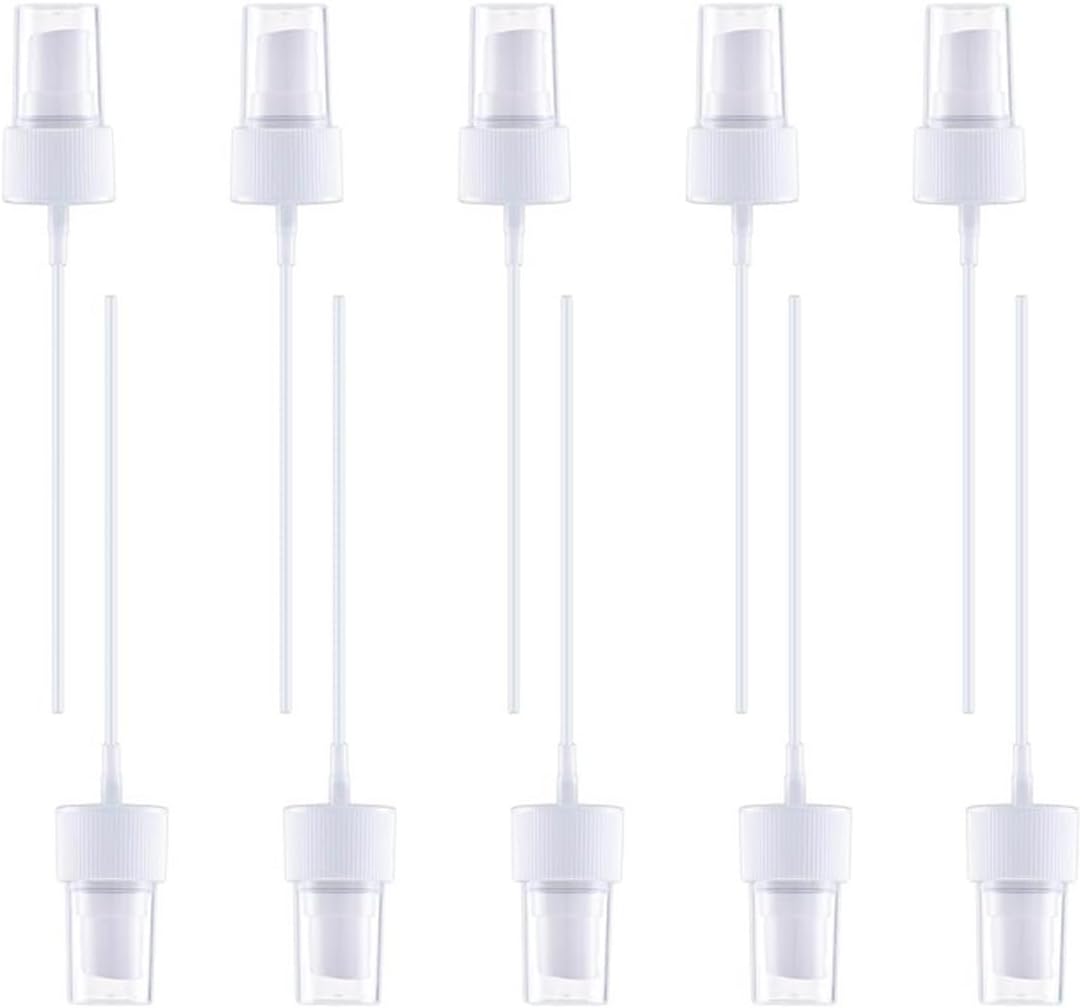 10 Pcs Spray Bottle Top, Nozzle Sprayer Tops, Replacement Pump for Essential Oil Bottles, Dispenser Caps Fine Mist Sprayer for Cosmetic (20/410 Cap Size) white