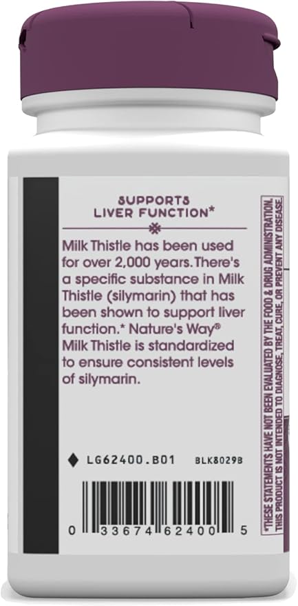 Nature's Way Milk Thistle, Supports Liver 175 mg 80% Silymarin 60 Capsules