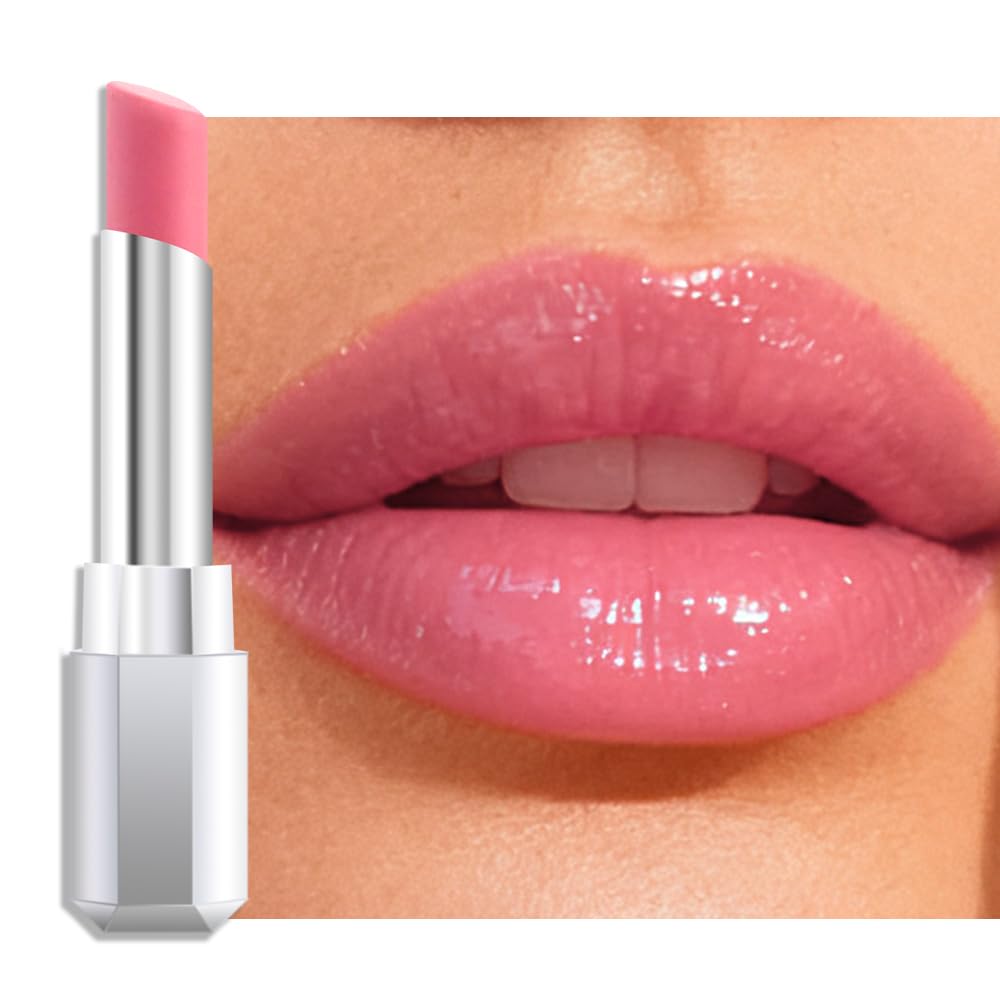 Pink Honey Lipstick Tinted Lip Balm - Shine Moisturizing Lipstick for Women, Natural Nourishing Hydrating Lip Color Gloss Stain for Dry Lips, Tint Sheer Lightweight Makeup, Vegan - 1Pc #02 Pink