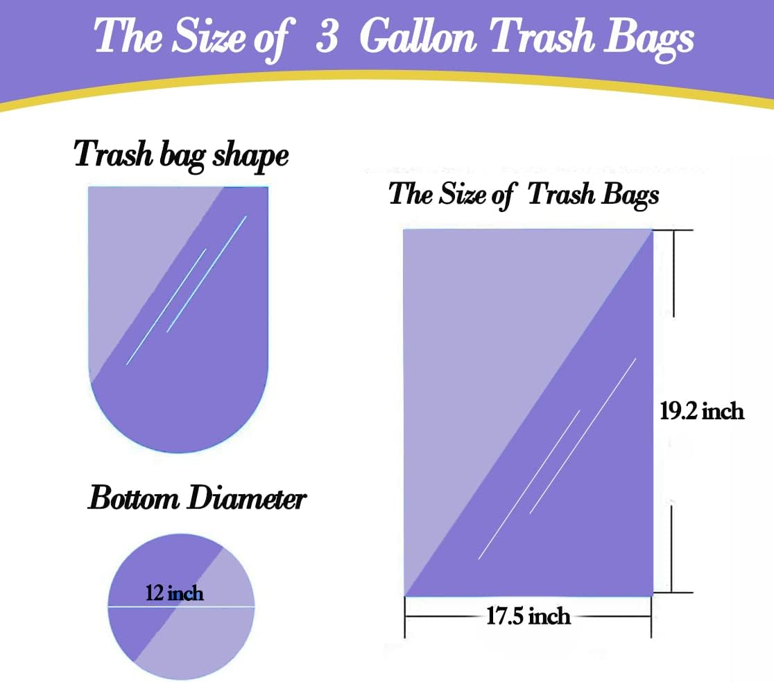 3 Gallon 180pcs Small Gold Trash Bags(Fit 2.6-3.2 Gal) Plastic Strong Gold Garbage Bags, Bathroom Trash Can Bin Liners, Waste Basket Liner, Fit 10-13 Liter, 2.5-2.6 Gallon,3.2Gallon(3-Gold180)