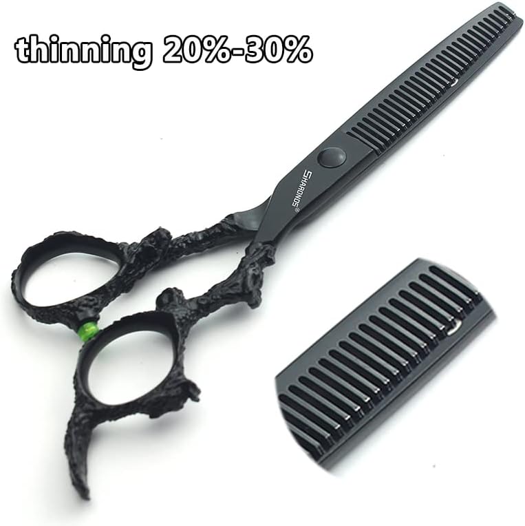 6 Inch 4pc Ergonomic Barber Scissors, 440C Stainless Steel, Right Hand, Hairdressing Scissors