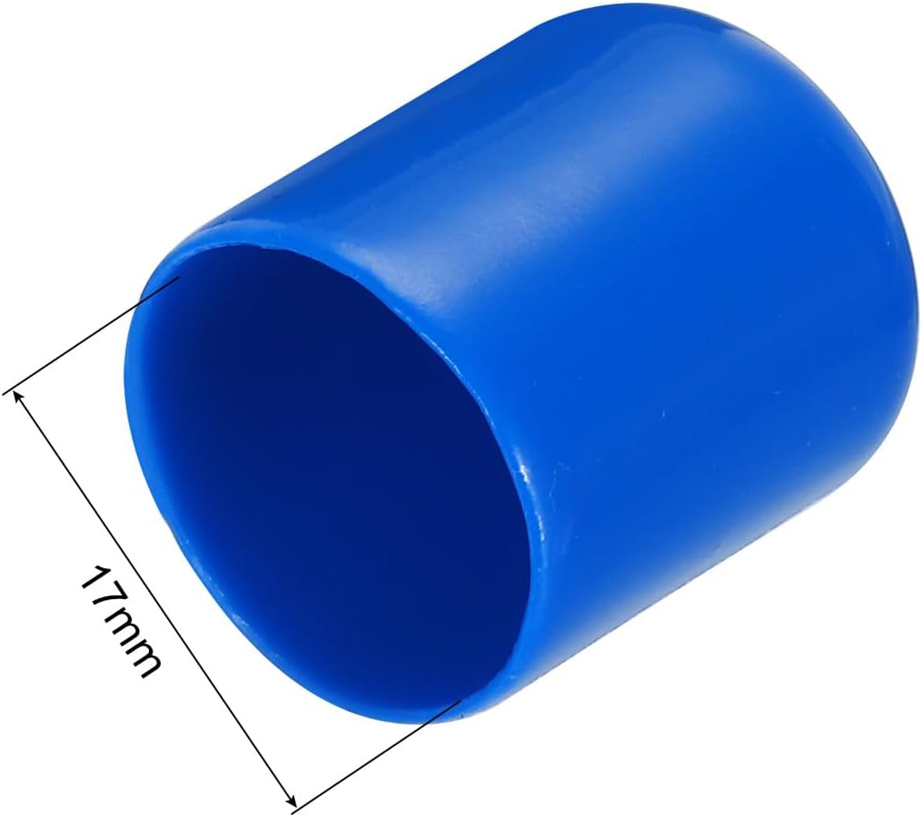 uxcell 50pcs Rubber End Caps 17mm ID Vinyl PVC Round Tube Bolt Cap Cover Screw Thread Protectors Blue, 0.67 inch