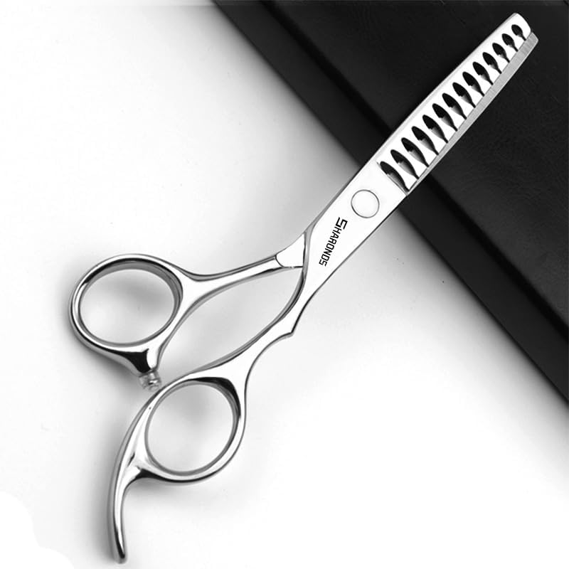 SHARENDS 6/6.5 inch Professional Hair Scissors - Barber Scissors - Stainless Steel - Silver - Modern Style - Right Hand - 6 Inch Teeth-A
