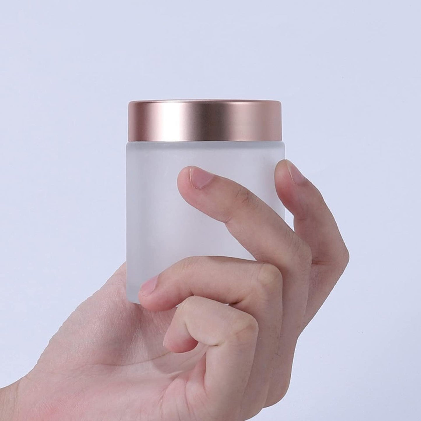 10 Pcs 10 Gram/10ml Empty Jars Clear Frosted Glass Cream Jar Pot Bottles with Rose Gold Lids Cosmetic Container Refillable Glass Eye Cream Jar Pot for Face Lotion Eyeshadow Lip Balms …