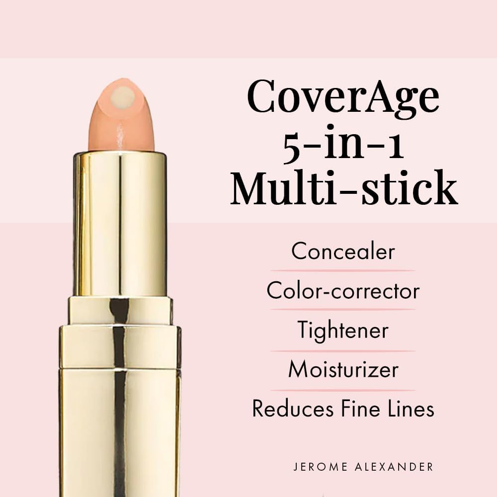 Jerome Alexander CoverAge Concealer Stick - Anti-Aging Under Eye Concealer + Skincare - Brighten Dark Circles, Hydrate, and Nourish - Medium Dark