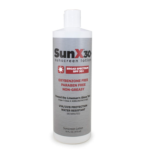 CoreTex Sun X 30+ SPF Broad Spectrum Sunscreen Lotion - 16oz Bottle of Paraben, Oxybenzone, Octinoxate, & Oil Free Sunscreen - No White Cast and Water & Sweat Resistant Up to 80 Minutes