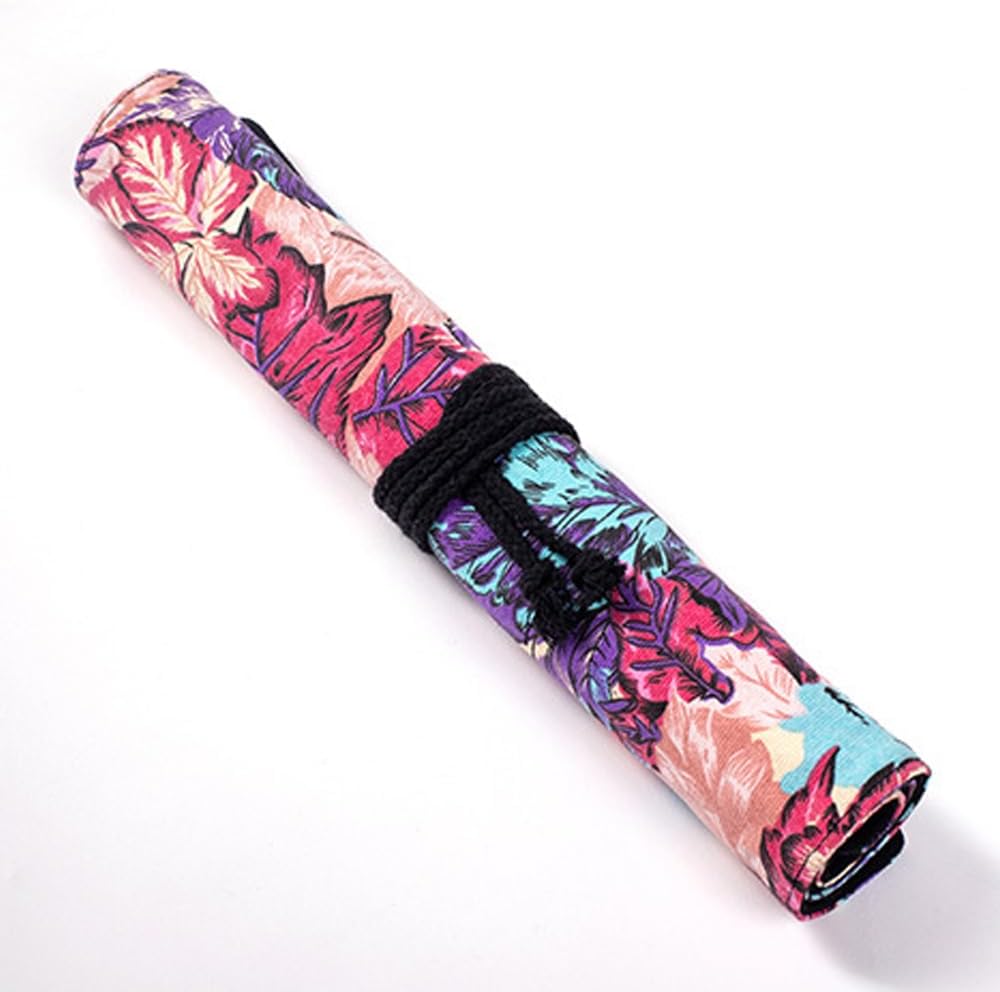 Funny live Paint Brush Holder Art Supplies, Artist Brush Holder & Art Supply Storage Organizer Roll-Up Case Bag, Protect Acrylic Oil Watercolor Paintbrushes (Maple Leaf-20 Slot Pockets)