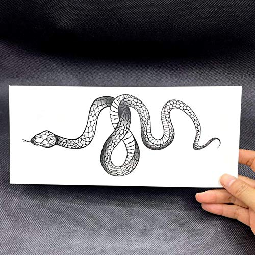 Fashion Realistic Big Size Black Snake Temporary Tattoo Stickers for Women Men Waterproof Fake Tattoo Waist Body Forearm Arm (Pack of 3)