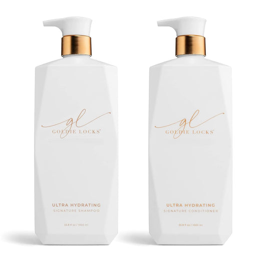 Goldie Locks Ultra Hydrating Shampoo & Conditioner Set - Sulfate-Free, Paraben-Free - for Frizz Control, Shine & Strength - Color Safe & Extension Safe - Protein-Free - 2 x 33.8 fl oz