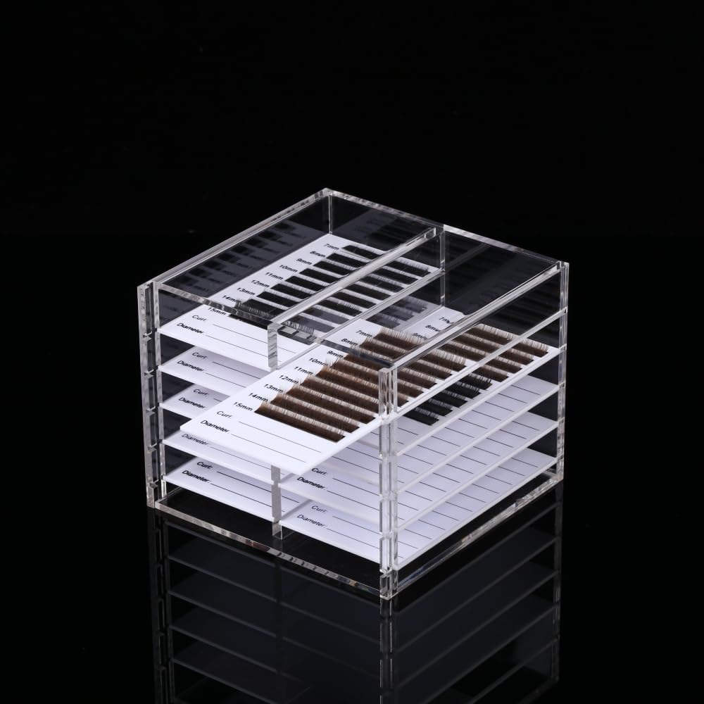 10 Layers Acrylic Eyelash Storage Organizer, Cosmetic Makeup Container Box, Clear Case Cabinet Display Used for Eyelash Storage and Eyelash Salons (10 Layers Type A)