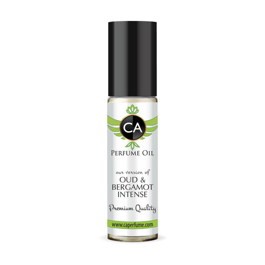 CA Perfume Impression of Oud & Bergamot Intense Unisex Eau De Parfum Amber Scent Long Lasting Unisex Fragrance Travel Size TSA Ready for Day and Night Wear 0.33 Fl Oz 10ml