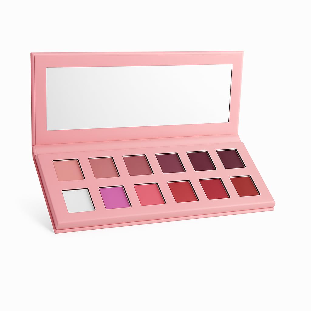 Natural Amor 12-Color Pink & Purple Eyeshadow Palette – Matte Finishes – Romantic Rose & Violet Tones in Eco-Friendly Packaging – High Pigment, Blendable, Buildable Formula (0.35 oz)