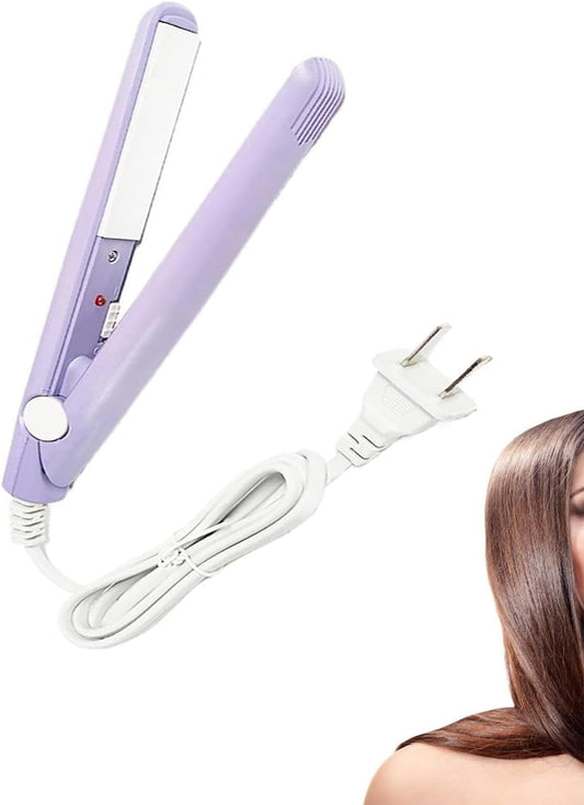 WenTigDY Hair Straightener, 2 in 1 Hair Curler, Mini Hair Straightener, Hairstyling Iron Heating Curler, Tourmaline Ceramic + Plastic, 190C, for Travel, Dormitory or Home (Purple)