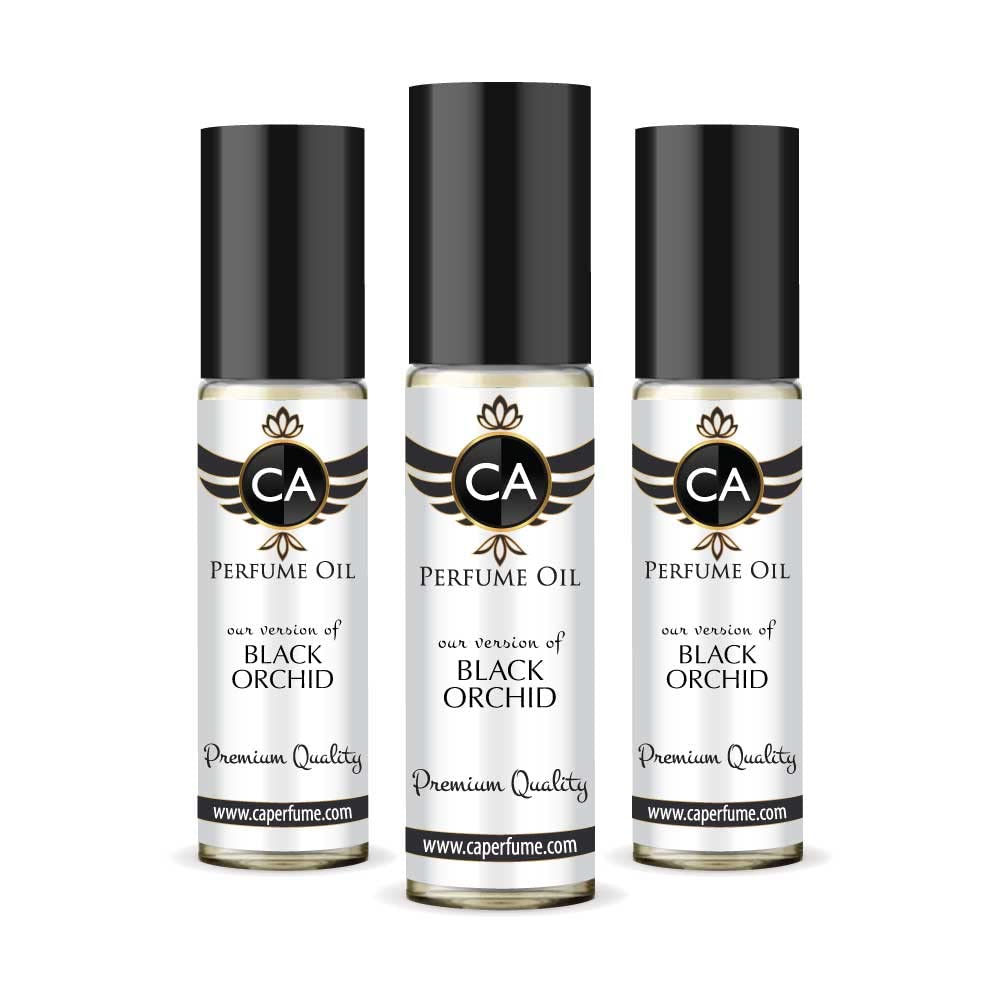 CA Perfume Impression of Black Orchid for Women Eau De Parfum Amber Floral Scent Long Lasting Perfumes for Women Travel Size TSA Ready for Day and Night Wear 0.33 Fl Oz 10ml (Pack of 3)