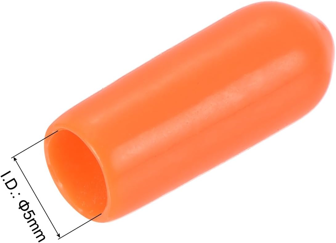 uxcell 50pcs Rubber End Caps 5mm(3/16 inch) ID Vinyl Round Tube Bolt Cap Cover Screw Thread Protectors Orange