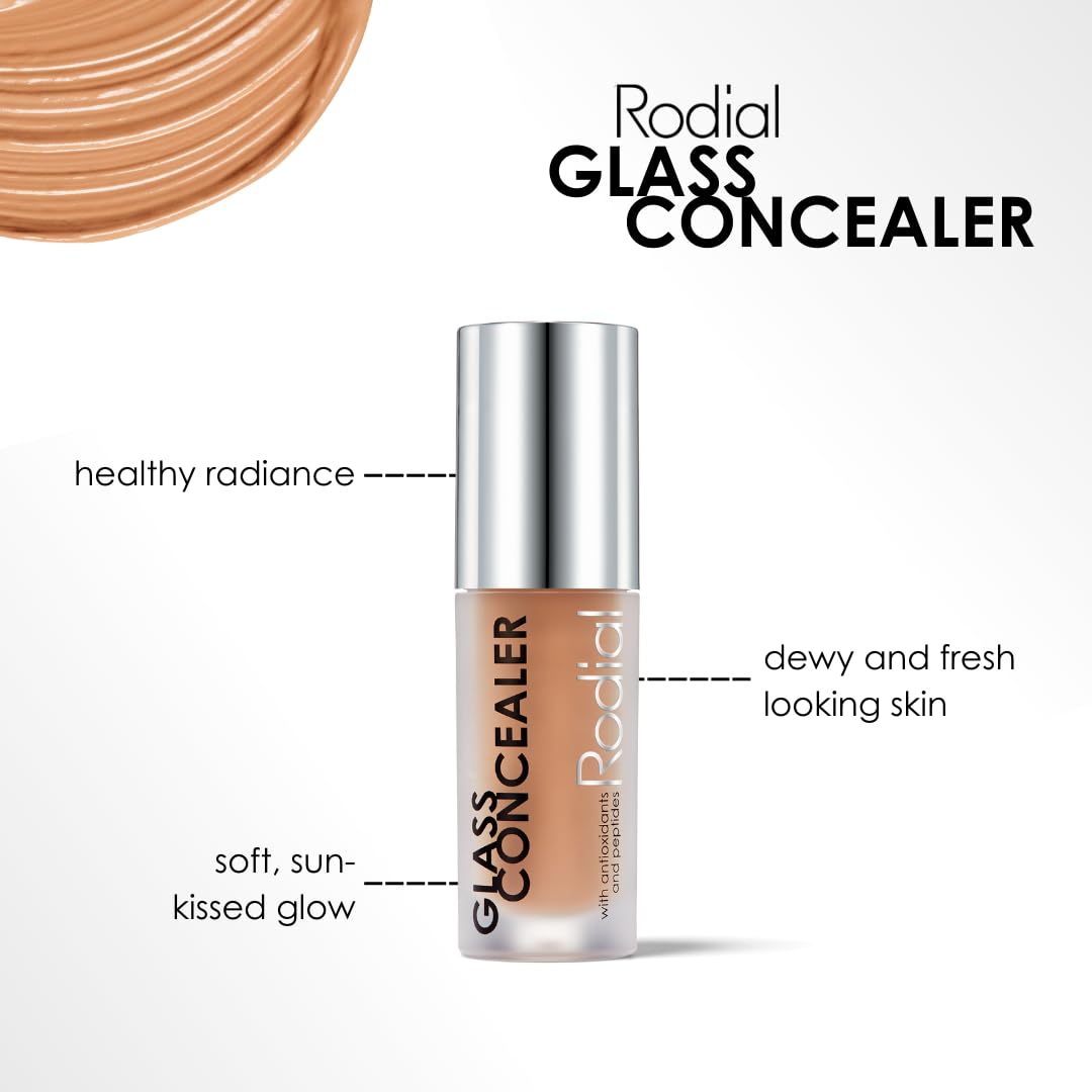 Rodial Glass Concealer Shade 3 - Luminous, Full-Coverage Cream with Peptides and Antioxidants for Flawless Skin, 0.1 fl. oz.
