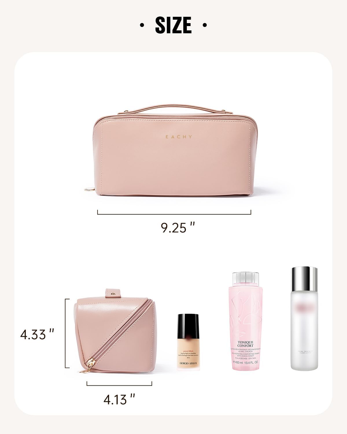 EACHY Travel Makeup Bag,Large Capacity Cosmetic Bags for Women,Waterproof Portable Pouch Open Flat Toiletry Bag Pattern Makeup Bag