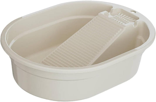 Washboard Basin Laundry Basin Convenient Multifunction Portable Wash Tub Scrubbing Board for Dormitory Hand Wash Home Clothes, White