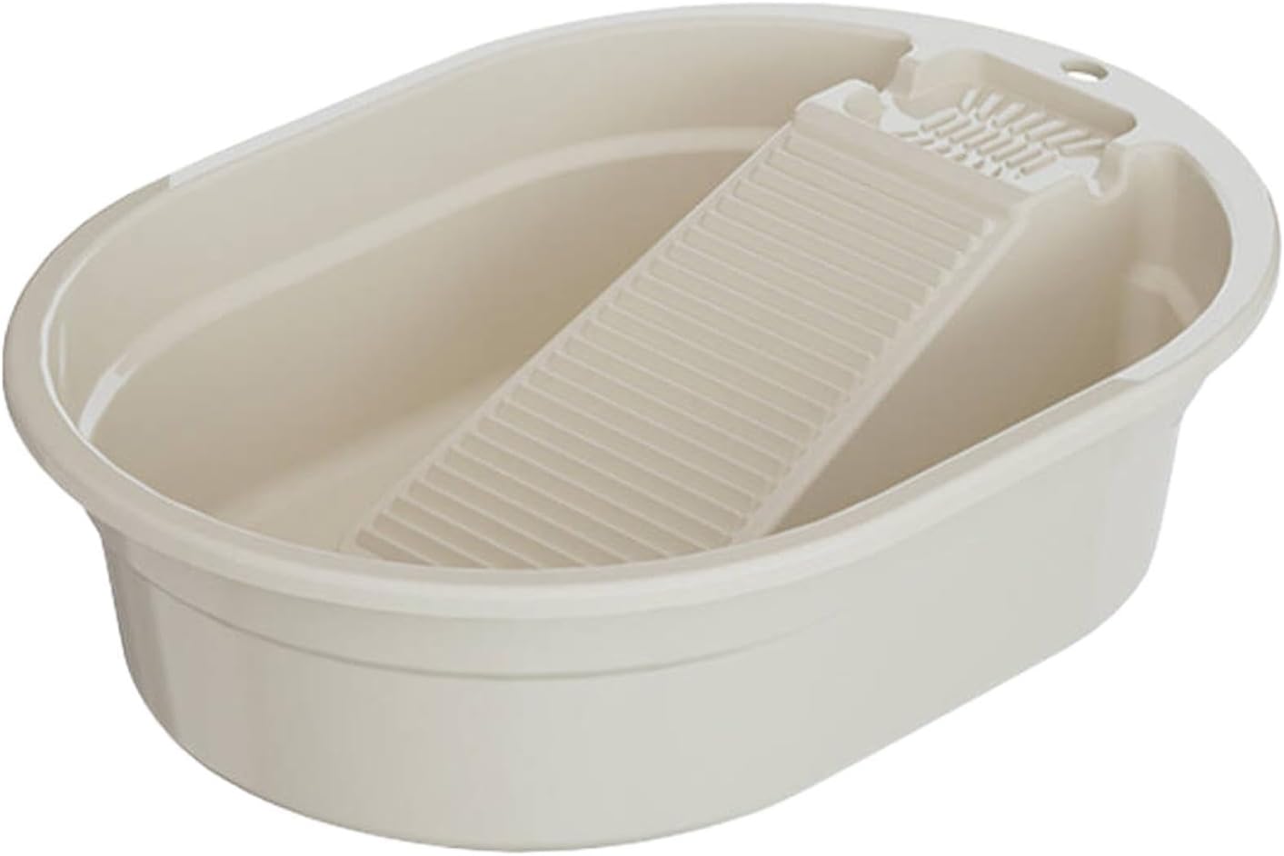 Washboard Basin Laundry Basin Convenient Multifunction Portable Wash Tub Scrubbing Board for Dormitory Hand Wash Home Clothes, White