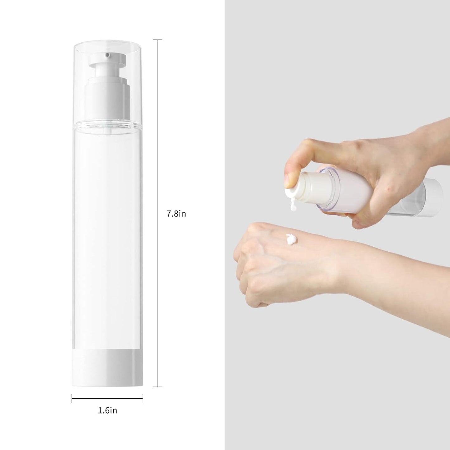 longway 4 Oz 120ml Clear Airless Cosmetic Cream Pump Bottle Travel Size Dispenser Refillable Containers/Foundation Travel Pump Bottle for Shampoo (Pack of 6)